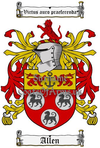 Allen (England & Ireland) Coat of Arms (Family Crest) Download