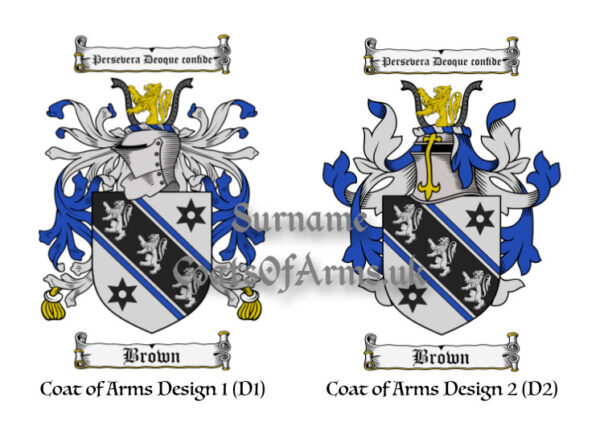 Brown (English) Coats of Arms (Family Crests) 2 Designs