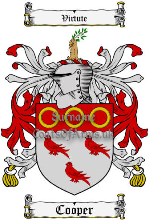 Cooper (English) Coat of Arms Family Crest PNG Image Instant Download
