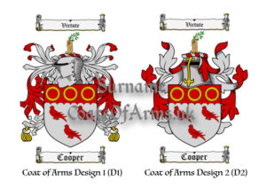 Cooper (English) Coats of Arms (Family Crests) 2 Designs