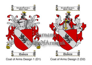 Davies (Welsh) Coats of Arms (Family Crests) 2 Designs