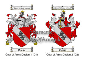 Davis (Welsh) Coats of Arms (Family Crests) 2 Designs
