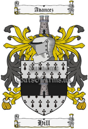 Hill (England) Coat of Arms Family Crest PNG Instant Image Download