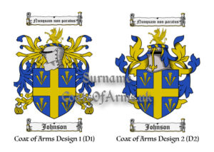 Johnson (England) Coats of Arms (Family Crests) 2 Designs
