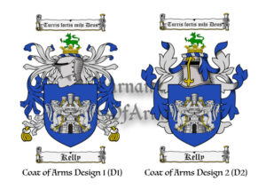 Kelly (Irish) Coats of Arms (Family Crests) 2 Designs