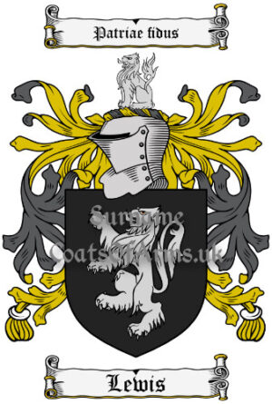 Lewis (Wales) Coat of Arms Family Crest PNG Instant Image Download