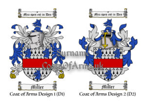 Miller (English) Coats of Arms (Family Crests) 2 Designs