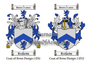 Richards (English & Welsh) Coats of Arms (Family Crests) 2 Designs