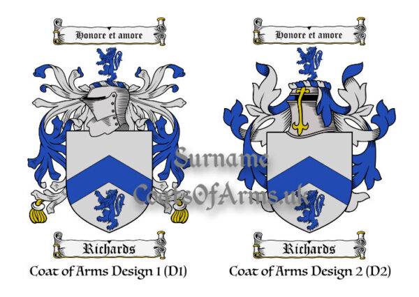 Richards (English & Welsh) Coats of Arms (Family Crests) 2 Designs