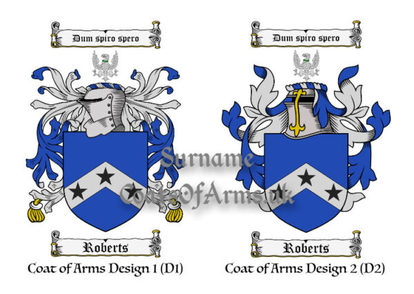 Roberts (English) Coats of Arms (Family Crests) 2 Designs