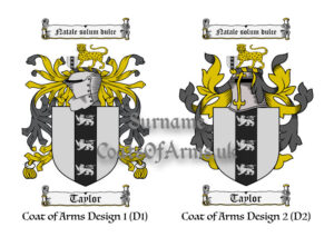 Taylor (English) Coats of Arms (Family Crests) 2 Designs