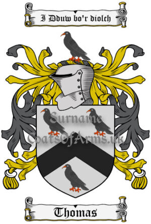 Thomas (Wales) Coat of Arms Family Crest PNG Instant Image Download