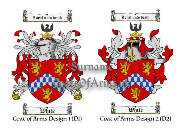 White (English) Coats of Arms (Family Crests) 2 Designs