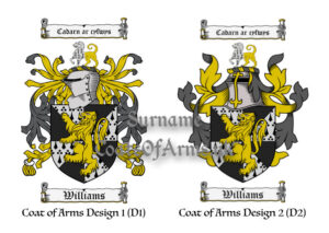 Williams (Welsh) Coats of Arms (Family Crests) 2 Designs