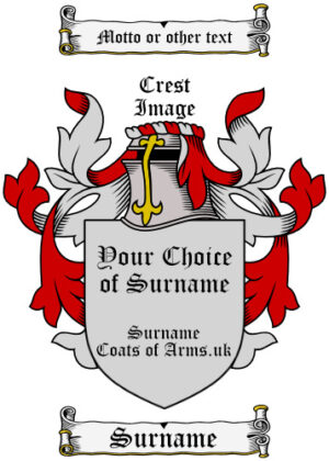 Your Choice of Surname Coat of Arms Design
