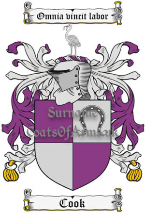 Cook (England) Coat of Arms Family Crest PNG Instant Image Download