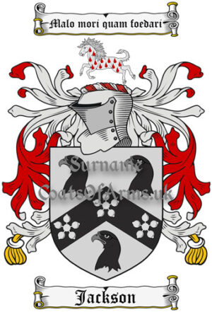 Jackson (England) Coat of Arms Family Crest PNG Instant Image Download