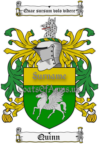 Quinn (Ireland) Coat of Arms Family Crest PNG Instant Image Download