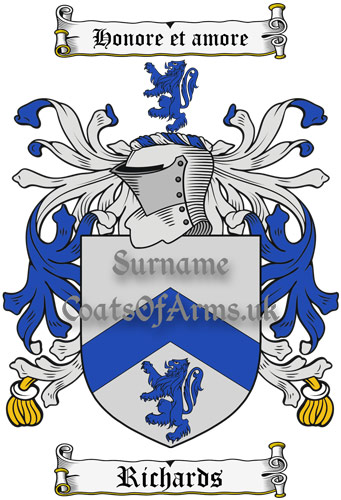 Richards (England) Coat of Arms Family Crest PNG Instant Image Download