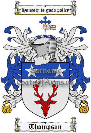 Thompson (Scotland) Coat of Arms Family Crest PNG Instant Image Download