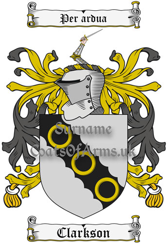 Clarkson (England) Coat of Arms Family Crest PNG Image Instant Download