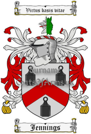 Jennings (English) Coat of Arms Family Crest PNG Image Instant Download