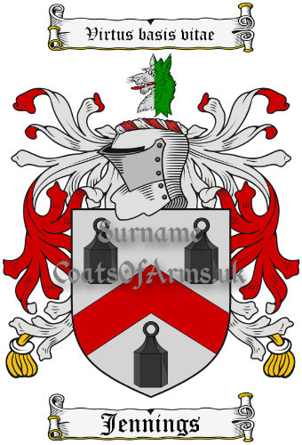 Jennings (English) Coat of Arms Family Crest PNG Image Instant Download