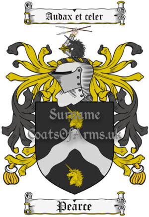 Pearce (England) Coat of Arms Family Crest PNG Image Instant Download