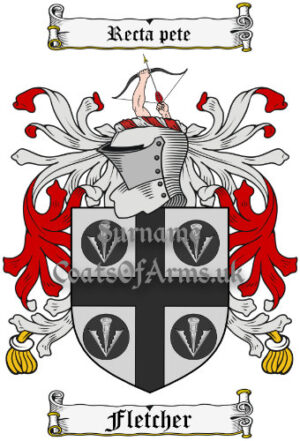 Fletcher (English) Coat of Arms Family Crest PNG Image Instant Download