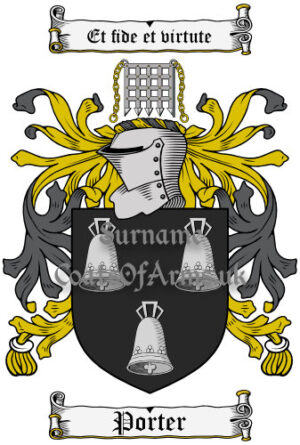 Porter (England and Scottish Borderlands) Coat of Arms Family Crest PNG Image Instant Download