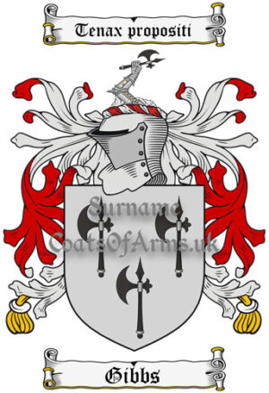 Gibbs (England) Coat of Arms Family Crest PNG Image Instant Download