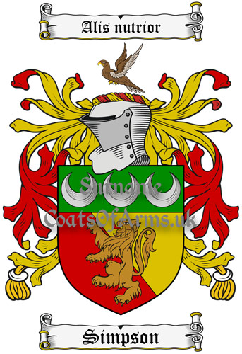 Simpson (Scottish) Coat of Arms Family Crest PNG Image Instant Download