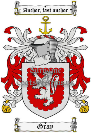 Gray (English) Coat of Arms Family Crest PNG Image Instant Download