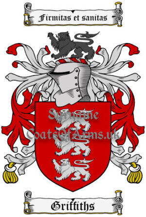 Griffiths (Welsh) Coat of Arms Family Crest PNG Image Instant Download