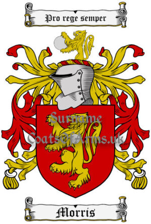Morris (English) Coat of Arms Family Crest PNG Image Instant Download