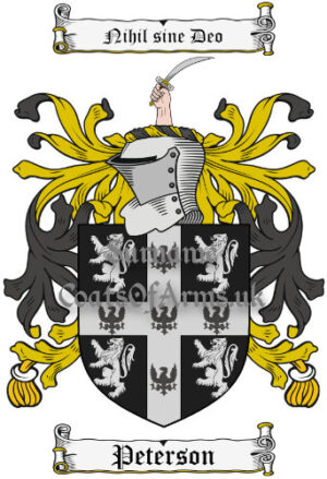 Peterson (Scottish) Coat of Arms Family Crest PNG Image Instant Download