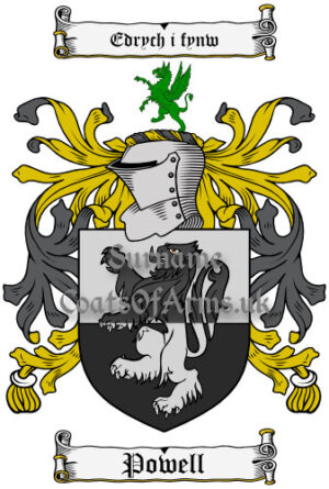 Powell (Welsh) Coat of Arms Family Crest PNG Image Instant Download