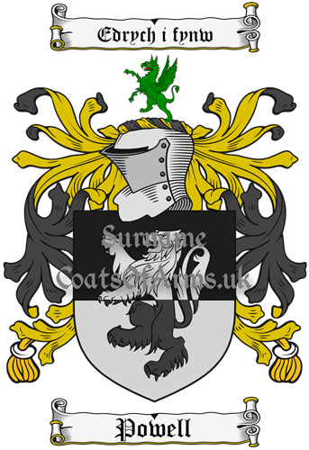 Powell (Wales) Coat of Arms (Family Crest) Instant PNG Image Download