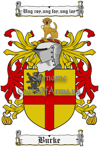 Burke (Ireland) Coat of Arms Family Crest PNG Image Instant Download