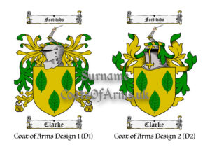 Clarke (Irish) Coats of Arms (Family Crests) 2 Designs