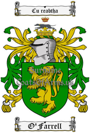 O'Farrell (Ireland) Coat of Arms Family Crest PNG Image Instant Download