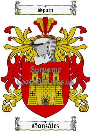 Gonzalez (Spain) Coat of Arms Family Crest PNG Image Instant Download
