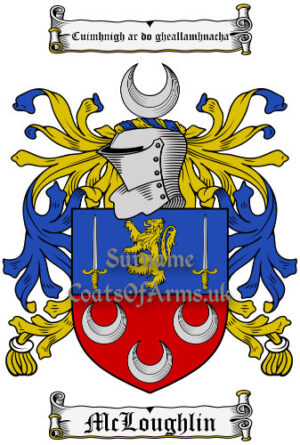 McLoughlin (Ireland) Coat of Arms Family Crest PNG Image Instant Download