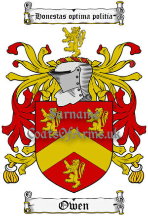 Owen (Pembroke, Wales) Coat of Arms Family Crest PNG Image Instant Download