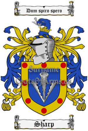 Sharp (England) Coat of Arms Family Crest PNG Image Instant Download