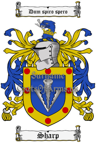 Sharp (England) Coat of Arms Family Crest PNG Image Instant Download