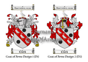 Clark (English) Coats of Arms (Family Crests) 2 Designs