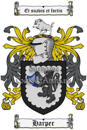 Harper (Scottish) Coat of Arms Family Crest PNG Image Instant Download