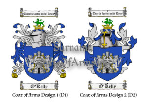 O'Kelly (Irish) Coats of Arms (Family Crests) 2 Designs