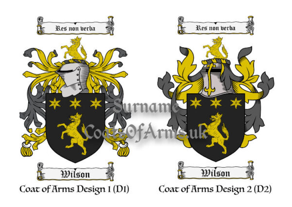 Wilson (English) Coats of Arms (Family Crests) 2 Designs